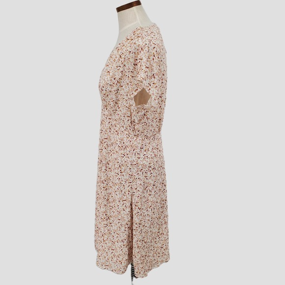 OUTERKNOWN Floral Print V Neck Short Sleeve Mini Dress Lightweight Womens Large - Picture 2 of 11